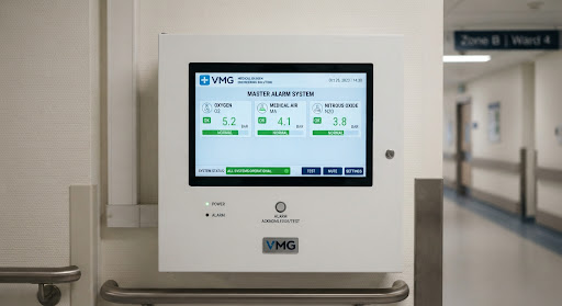 Kỹ thuật viên kiểm tra hệ thống oxy y tế